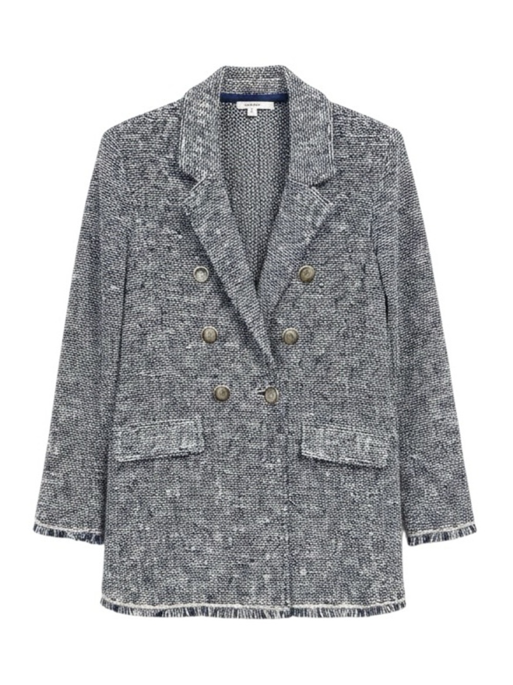 Chico’s Tweed Double-Breasted Blazer Blue XL - Picture 3 of 9